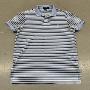 Polo Ralph Lauren Performance Golf Polo Shirt Mens L Blue Striped Short Sleeve